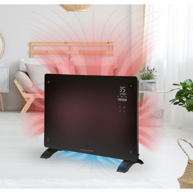 PROFI CARE radiateur convecteur en verre PC-GKH 3118, noir, 1500 Watt